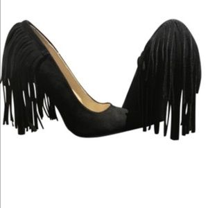 🖤 Black Mia Madalyn Fringe Suede Pumps 👠